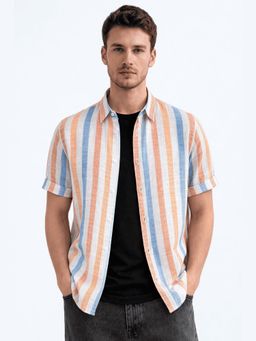 XKIND - Orange Stripe Relaxed Fit Casual Shirt
