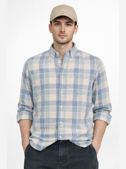 XKIND - Blue Checks Regular Fit Casual Shirt