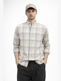 XKIND - Grey Checks Regular Fit Casual Shirt