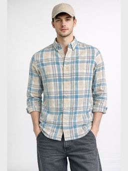 XKIND - Blue Checks Regular Fit Casual Shirt