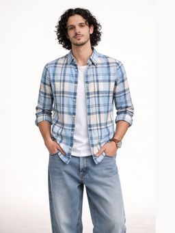XKIND - White Checks Regular Fit Casual Shirt
