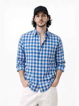 XKIND - Blue Checks Regular Fit Casual Shirt