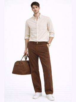 XKIND - Beige Oxford Regular Fit Casual Shirt