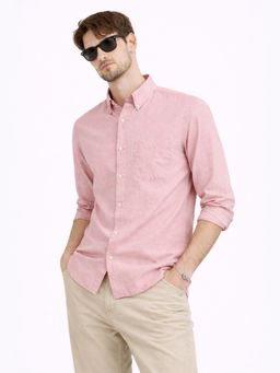 XKIND - Light Orange Oxford Regular Fit Casual Shirt