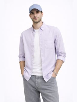 XKIND - Lavender Oxford Regular Fit Casual Shirt