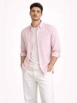 XKIND - Pink Oxford Regular Fit Casual Shirt