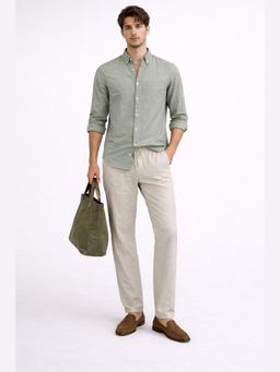 XKIND - Sage Green Oxford Regular Fit Casual Shirt