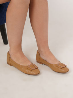 Sherrif Shoes - Womens Tan Color Flats Ballerinas