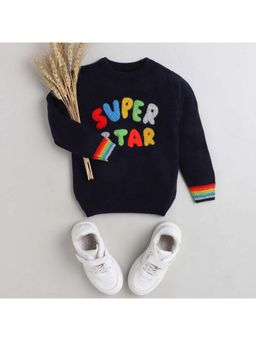 Yellow Apple - Boys Typography Printed Woollen Sweater