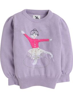 Yellow Apple - Cozy and Warm Kids Woolen Sweater for Girls - Lilac