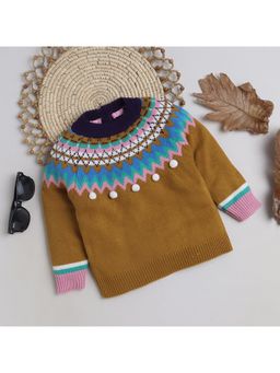 Yellow Apple - Kids Woolen Warm Sweater for Girls - Mustard