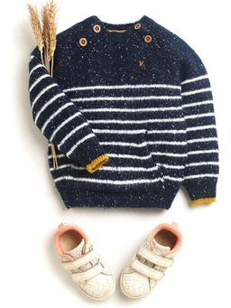 Yellow Apple - Kids Woolen Warm Sweater for Boys - Navy