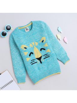 Yellow Apple - Kids Woolen Warm Sweatshirt for Girls Aqua Green