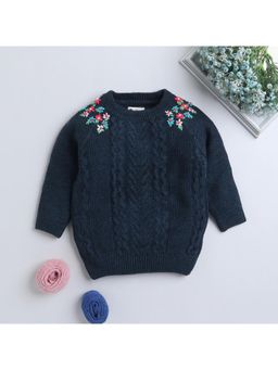 Yellow Apple - Cozy and Warm Kids Woolen Sweater for Girls Navy