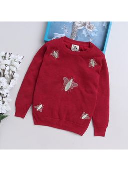 Yellow Apple - Cozy and Warm Kids Woolen Sweatshirt for Girls Red