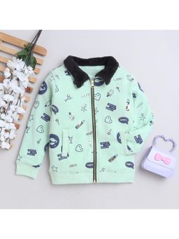 Yellow Apple - Cozy and Warm Kids Woolen Jacket for Girls Sea Green