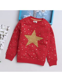 Yellow Apple - Kids Woolen Warm Sweatshirt for Girls Red