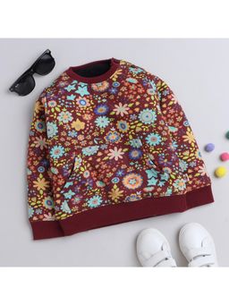 Yellow Apple - Kids Woolen Warm Sweatshirt for Girls Wine