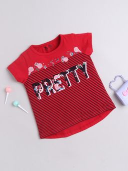 Yellow Apple - Half Sleeve Cotton Tops for Girls - Red