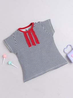 Yellow Apple - Half Sleeve Cotton Tops for Girls - Navy