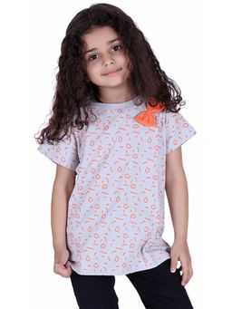 Yellow Apple - Half Sleeve Cotton Tops for Girls - Grey