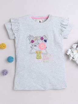 Yellow Apple - Half Sleeve Cotton Tops for Girls Grey