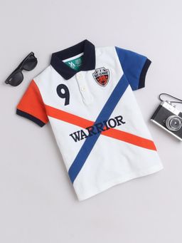 Yellow Apple - Half Sleeve Cotton Polo T-Shirts for Boys - White