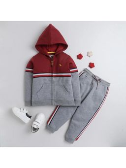 Yellow Apple - Unisex Woolen Winterwear Hoodie with Joggers - Grey