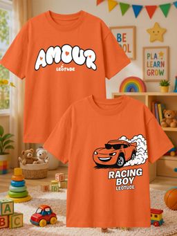 LEOTUDE - Multi-Color Cotton Round Neck Half Sleeves Printed T-Shirts (Pack of 2)