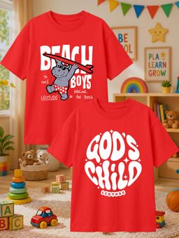 LEOTUDE - Multi-Color Cotton Round Neck Half Sleeves Printed T-Shirts (Pack of 2)