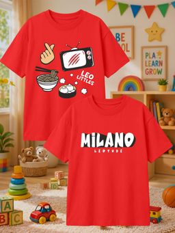 LEOTUDE - Multi-Color Cotton Round Neck Half Sleeves Printed T-Shirts (Pack of 2)