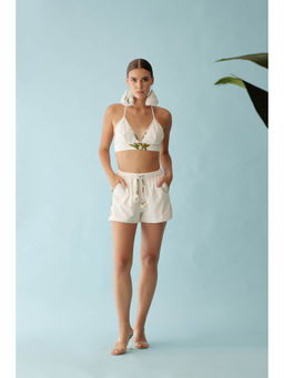 Nikasha - Off-White Banana Tree Applique Co-Ord (Set of 2)