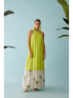 Nikasha - Lime Green Halter Maxi Dress