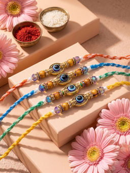 Gahan - Multi-Color Evil Eye Thread Rakhis (Pack of 4)