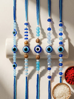 Gahan - Blue Evil Eye Thread Rakhis (Pack of 5)