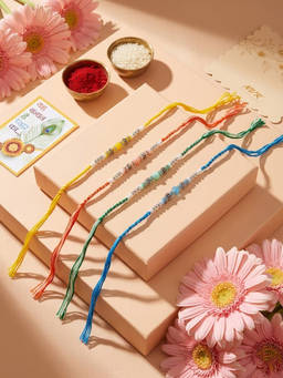Gahan - Multi-Color Artificial Beads Thread Rakhis (Pack of 4)