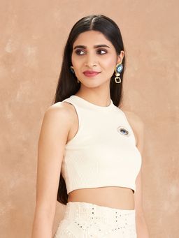 Gajra Gang - Pataka Kudi Off White Eye Badge Tank Top GGTOP07