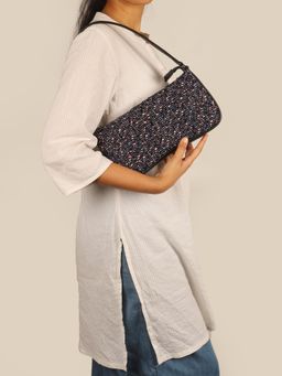 The House Of Ganges - Women's Emily Handloom Shoulder Bag- Horizon Black (M)