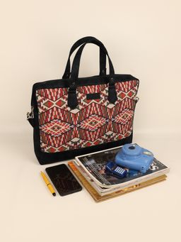The House Of Ganges - Unisex Ross Handloom 15 Inch Laptop Bag- Red (L)