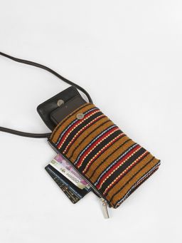 The House Of Ganges - Women's Grace Handloom Mobile Sling Bag- Mustard (S)