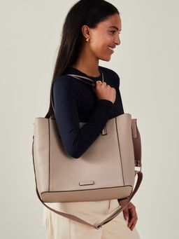 Accessorize London - Women's Beige Faux Leather Shoulder Bag
