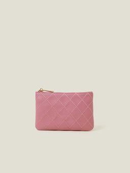 Accessorize London - Women's Pink Quilt Stitch Coin Wallet