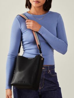 Accessorize London - Women's Black Faith Bucket Bag