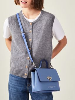 Accessorize London - Women's Blue Bee Faux Leather Sling Bag