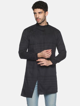 SHOWOFF - Mens Casual Black Slim Fit Full Kurta