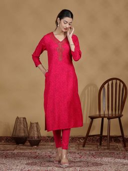 Cotton Culture - Pink Embroidered Straight Kurta