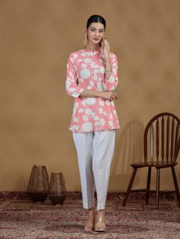 Cotton Culture - Baby Pink Floral Printed Cotton Kurti