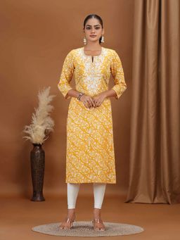 Cotton Culture - Yellow Embroidered Straight Kurta
