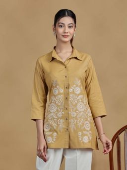 Cotton Culture - Yellow Floral Cotton Embroidered Short Tunic