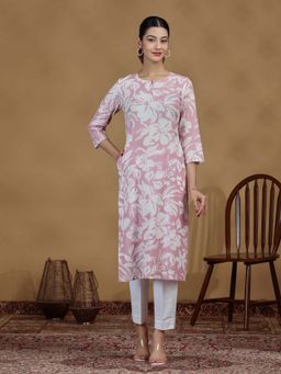 Cotton Culture - Light Pink Floral Printed Cotton Kurta
